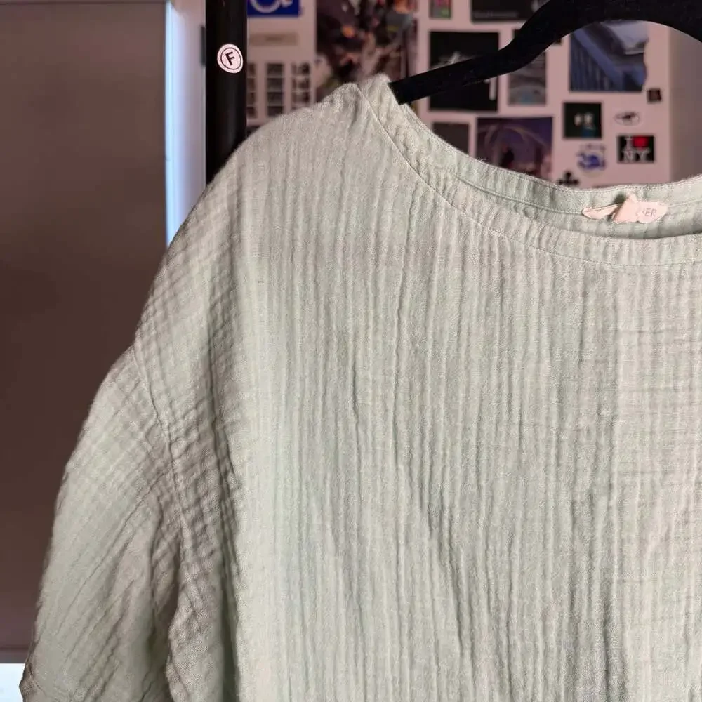 Eileen Fisher Crinkle Gauze Top Mint Green